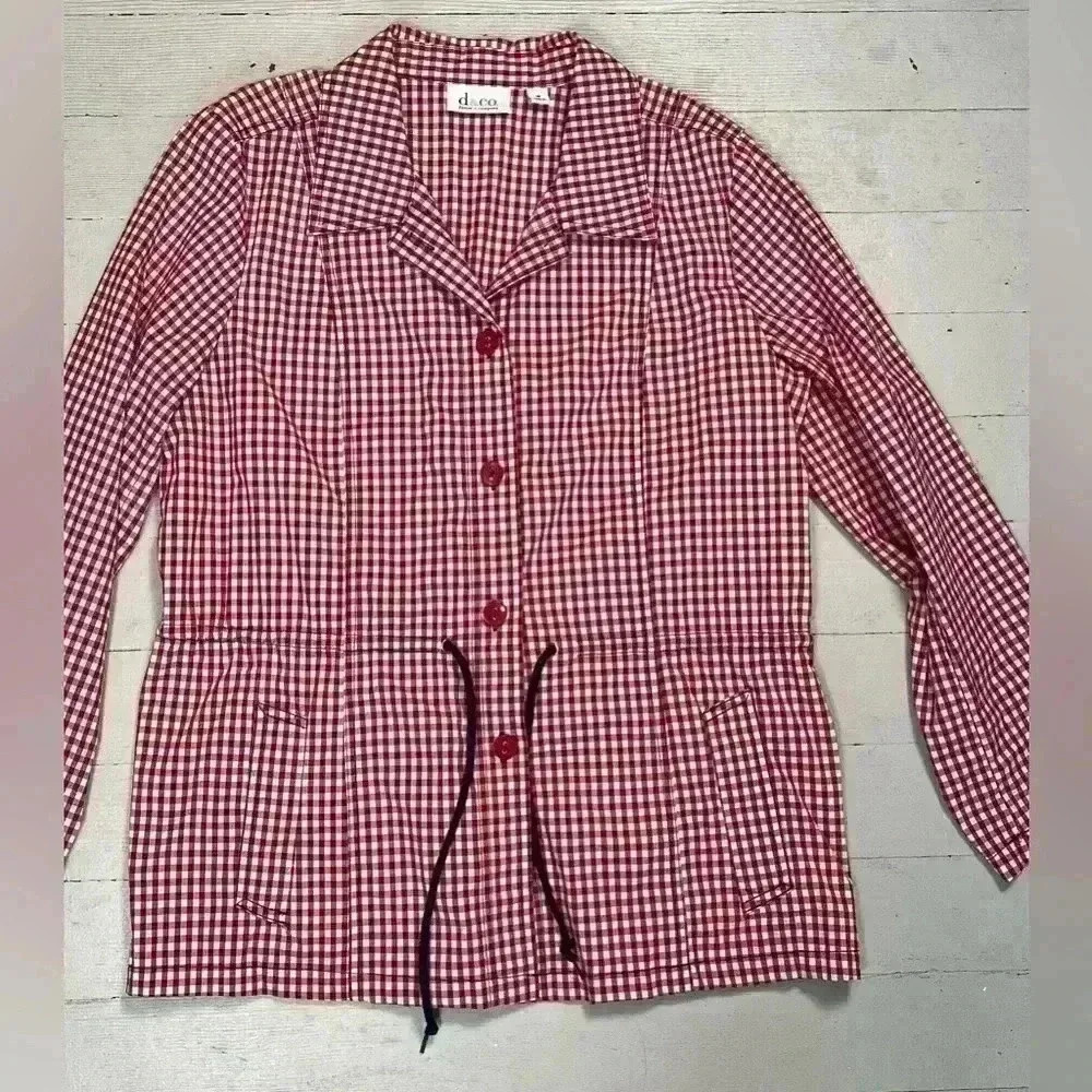 Denim‎ + Company Red And White Checkered Lightweight Jacket Women’s Size Medium